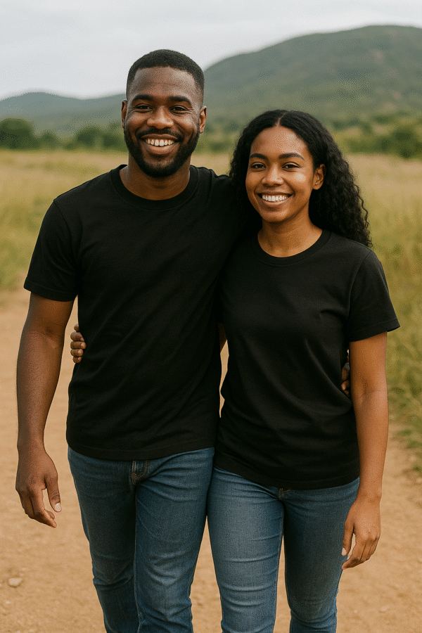 Men and Women Plain Black Tee